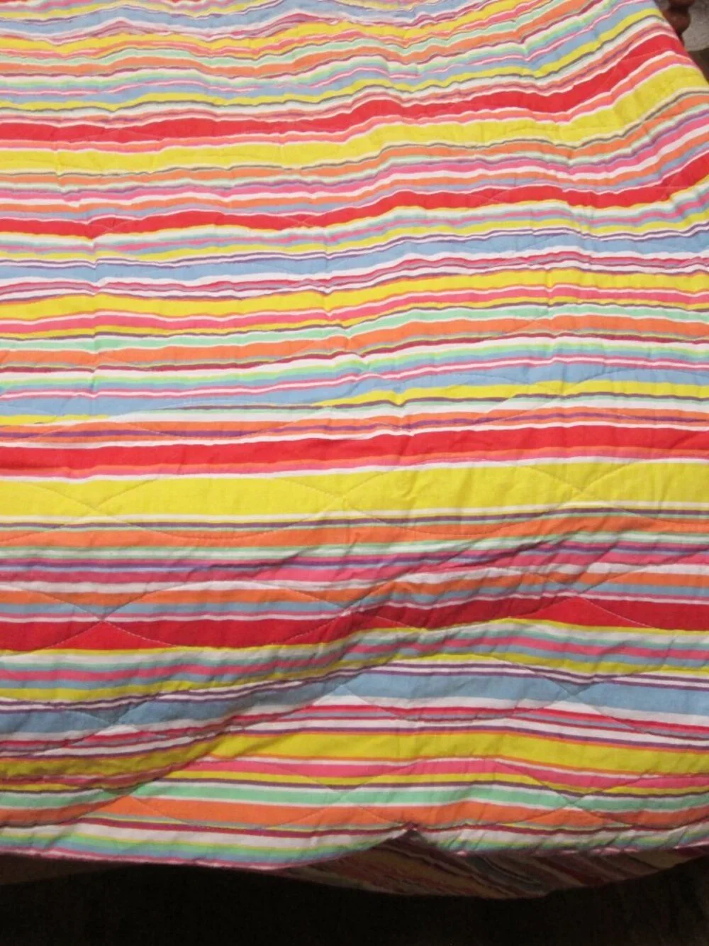 Vtg cotton Rainbow sherbert bedspread colorful striped 85 x 104